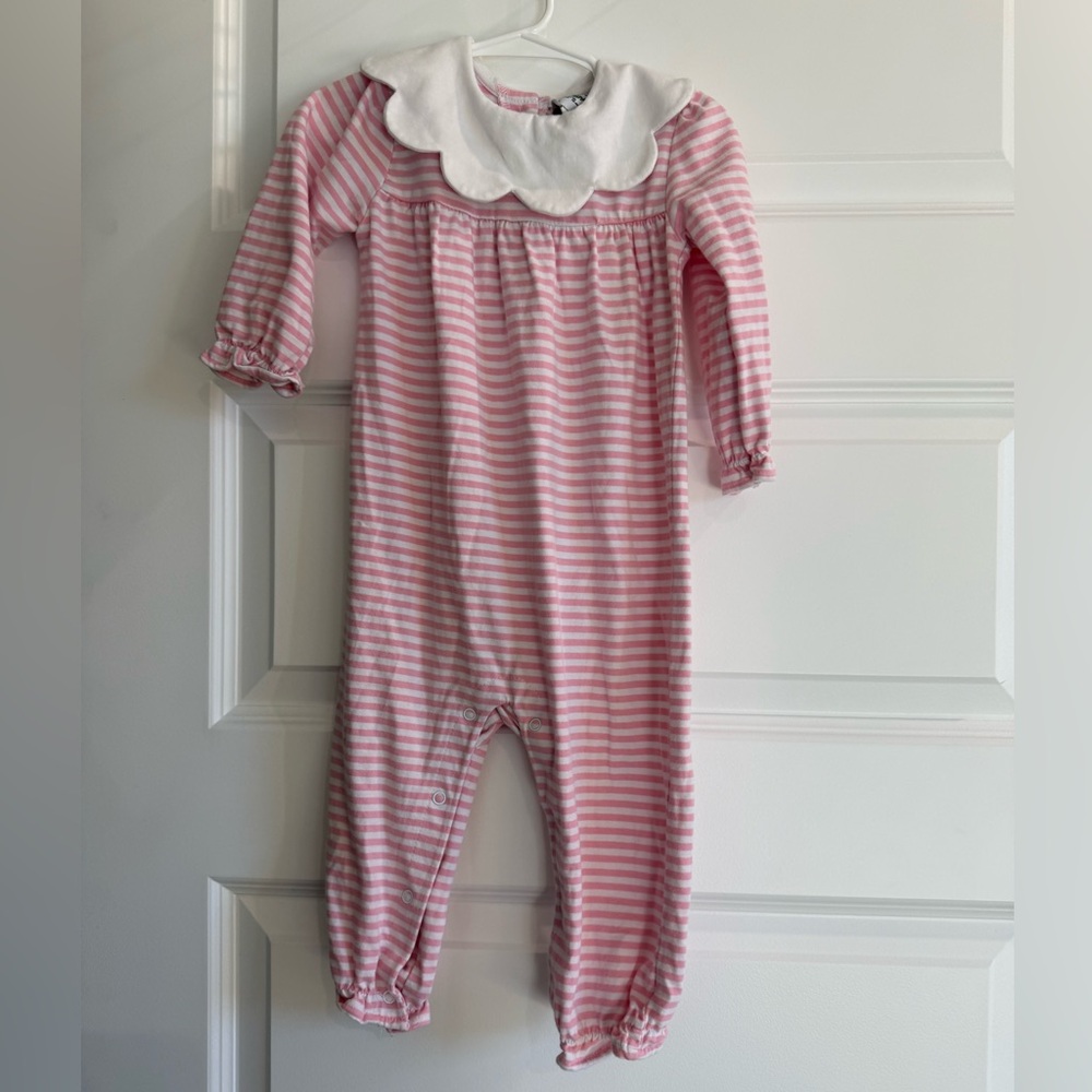 24 Month Cecil and Lou pink and white stripped romper